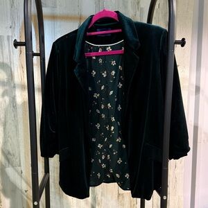 Skies Are Blue Dark Green Velvet Jacket